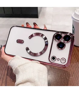 Силіконовий чохол "Transparent Plating" with MagSafe для Apple iPhone 17 Pro Рожевий
