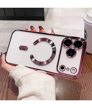 Силіконовий чохол "Transparent Plating" with MagSafe для Apple iPhone 17 Pro Max Рожевий