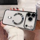 Силиконовый чехол "Transparent Plating" with MagSafe для Apple iPhone 17 Pro Серебряный
