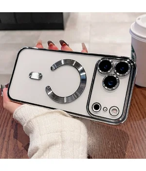 Силиконовый чехол "Transparent Plating" with MagSafe для Apple iPhone 17 Pro Серебряный Силиконовый чехол "Transparent Plating" with MagSafe для Apple iPhone 17 Pro Серебряный