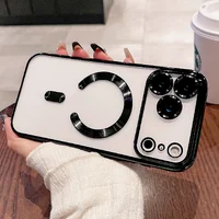 Силиконовый чехол "Transparent Plating" with MagSafe для Apple iPhone 17 Pro Max Черный