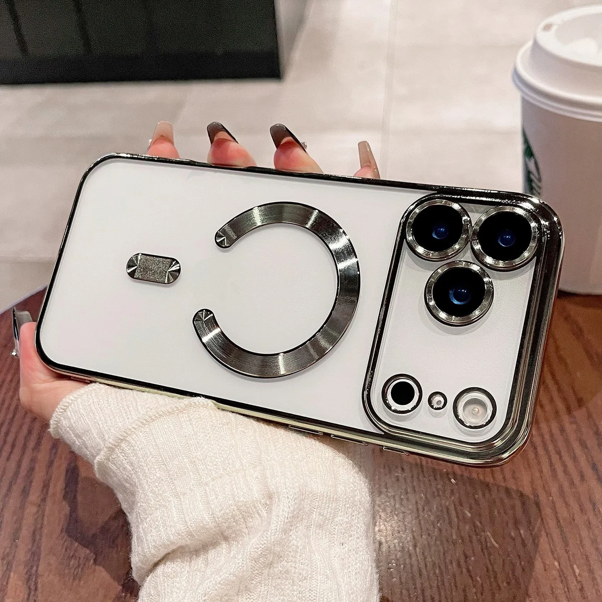 Силіконовий чохол "Transparent Plating" with MagSafe для iPhone 17 Pro Натуральний титан