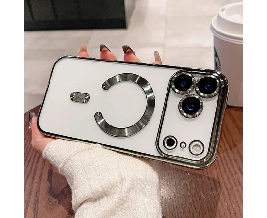 Силіконовий чохол "Transparent Plating" with MagSafe для iPhone 17 Pro Натуральний титан