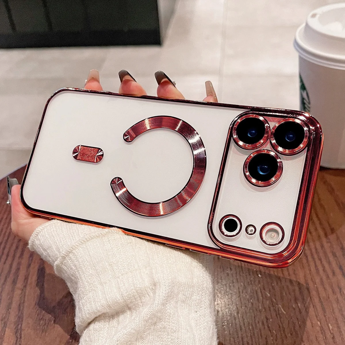 Силіконовий чохол "Transparent Plating" with MagSafe для Apple iPhone 17 Pro Червоний