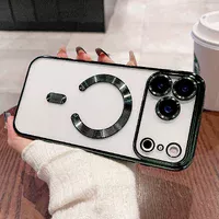 Силиконовый чехол "Transparent Plating" with MagSafe для Apple iPhone 17 Pro Max Зеленый