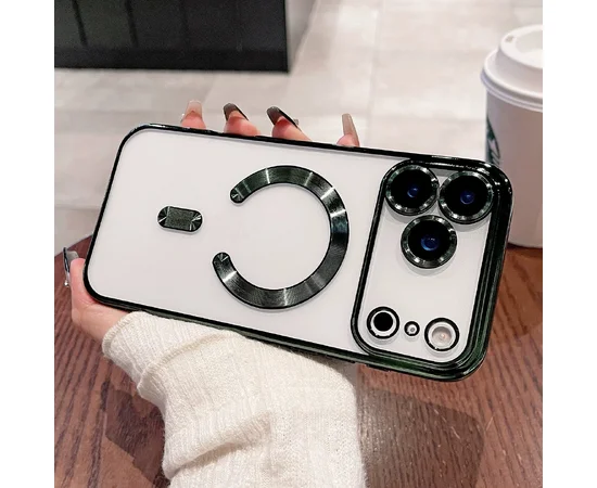Силіконовий чохол "Transparent Plating" with MagSafe для Apple iPhone 17 Pro Зелений