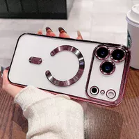 Силіконовий чохол "Transparent Plating" with MagSafe для Apple iPhone 17 Pro Max Рожевий