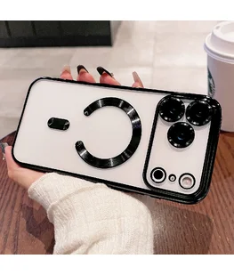 Силіконовий чохол "Transparent Plating" with MagSafe для Apple iPhone 17 Pro Max Чорний Силіконовий чохол "Transparent Plating" with MagSafe для Apple iPhone 17 Pro Max Чорний