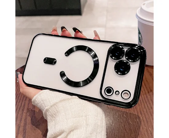 Силиконовый чехол "Transparent Plating" with MagSafe для Apple iPhone 17 Pro Max Черный