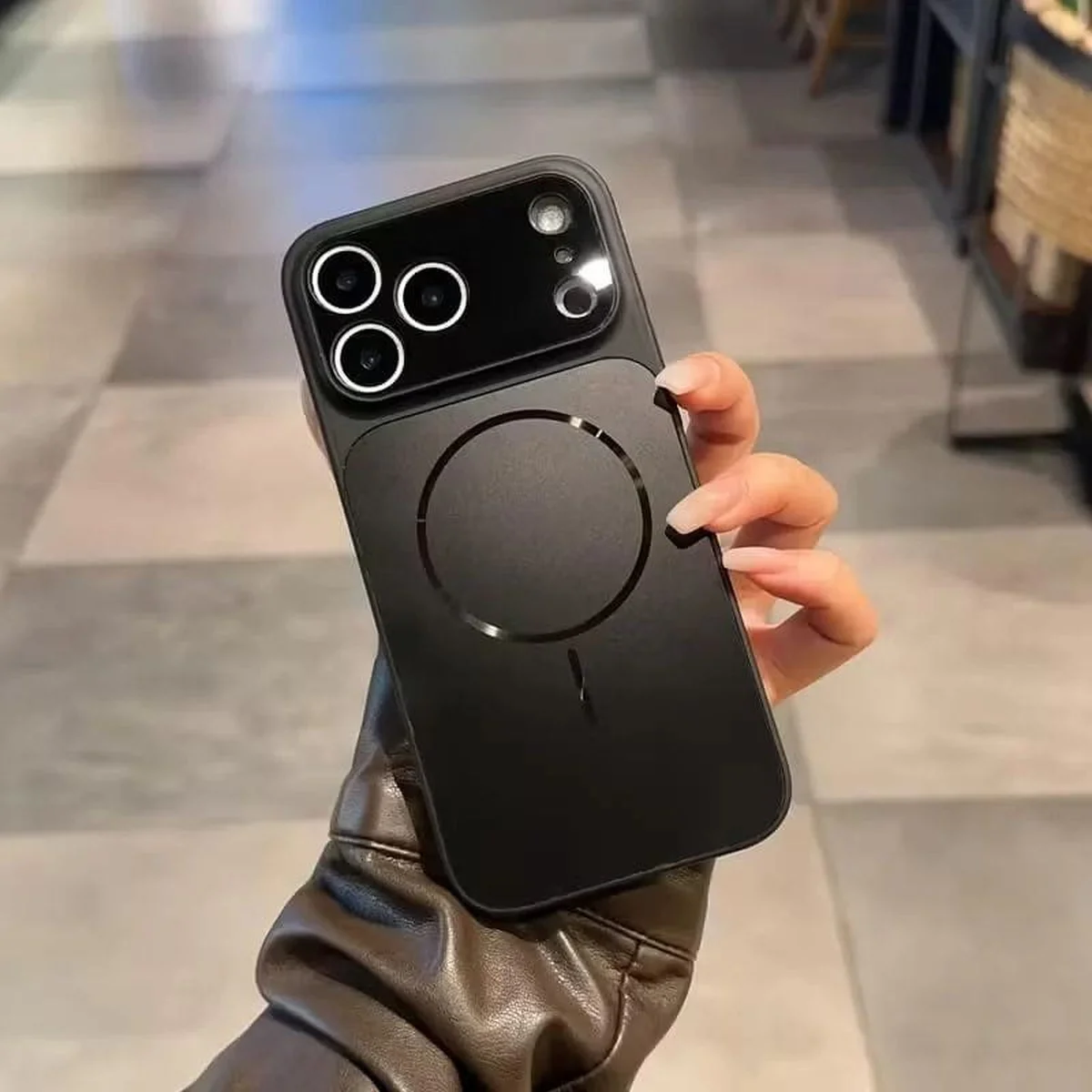 Силиконовый чехол "Unipha AG Glass" with MagSafe для Apple iPhone 17 Pro Max Черный