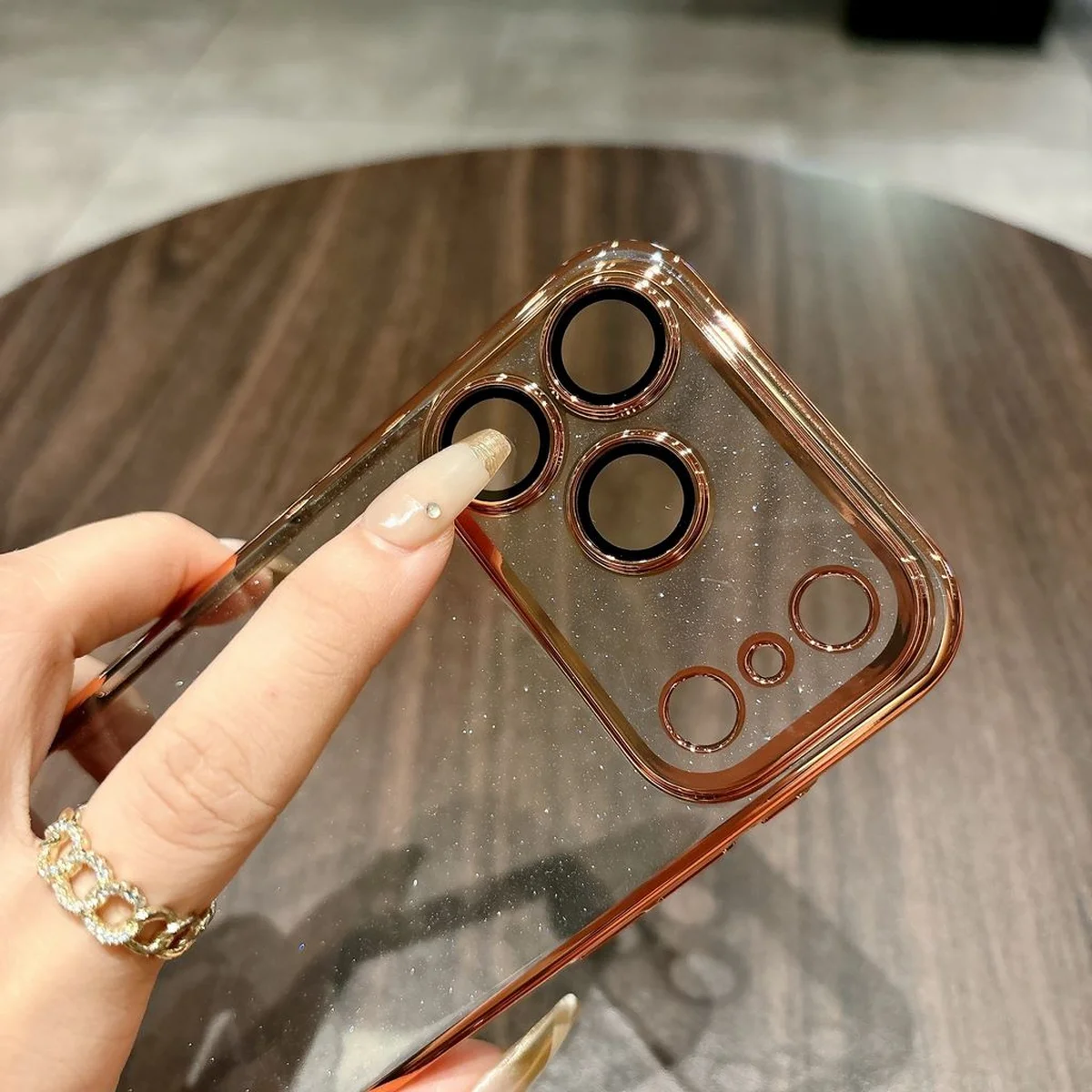 Пластиковый чехол "Bling Transparent" с блестками для iPhone 17 Pro Max Оранжевый