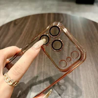 Пластиковый чехол "Bling Transparent" с блестками для iPhone 17 Pro Max Оранжевый