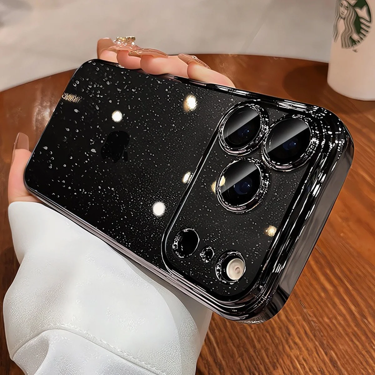 Пластиковый чехол "Bling Transparent" с блестками для iPhone 17 Pro Черный