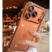 Пластиковый чехол "Bling Transparent" с блестками для iPhone 17 Pro Max Оранжевый