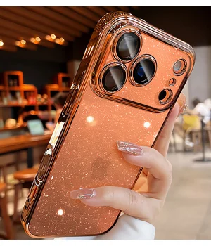 Пластиковый чехол "Bling Transparent" с блестками для iPhone 17 Pro Max Оранжевый