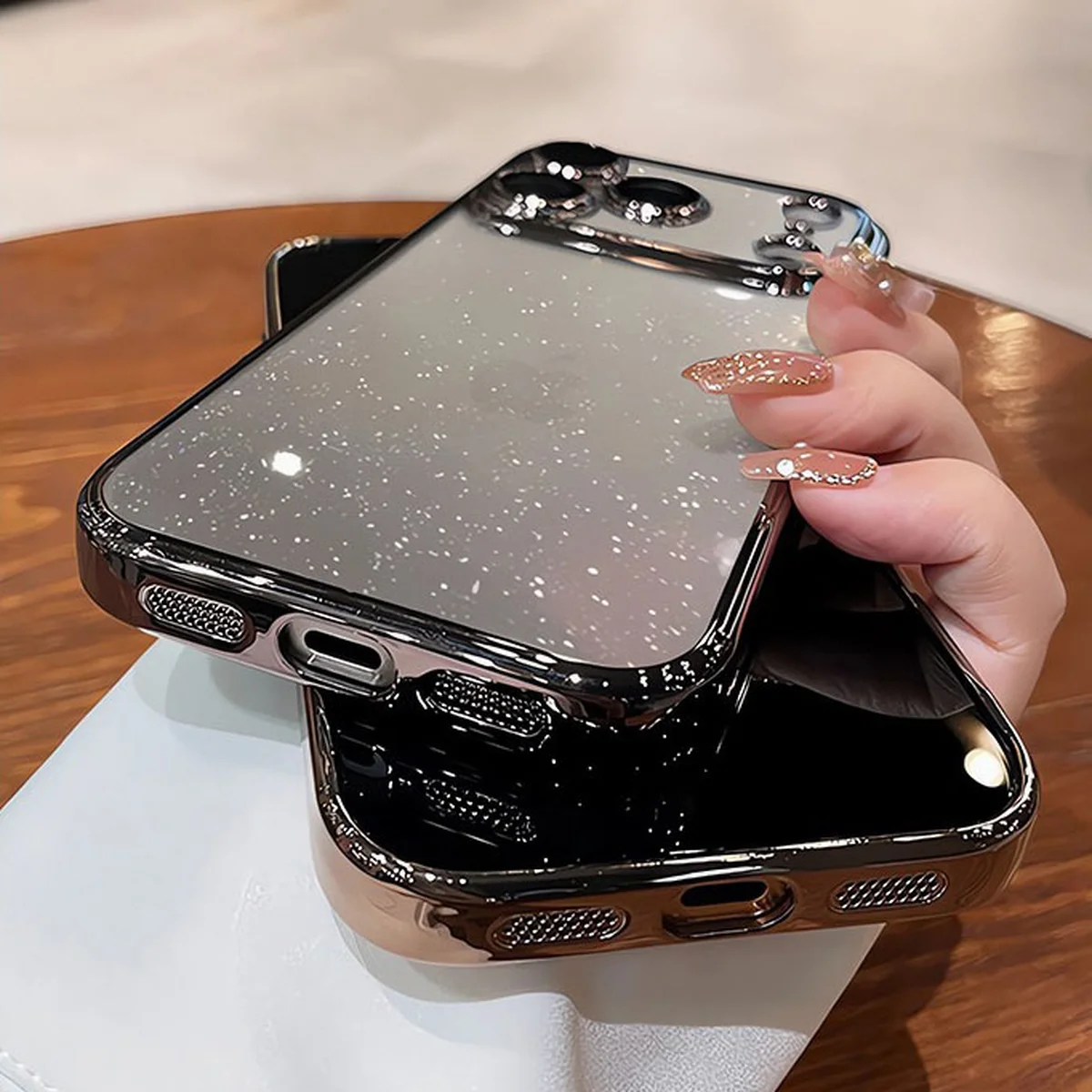 Пластиковый чехол "Bling Transparent" с блестками для iPhone 17 Pro Max Синий