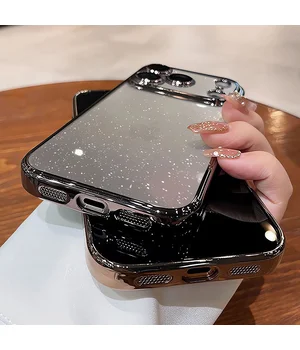 Пластиковый чехол "Bling Transparent" с блестками для iPhone 17 Pro Max Синий