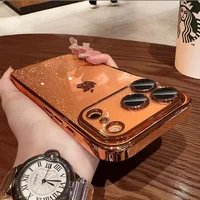 Пластиковый чехол "Bling Transparent" с блестками для iPhone 17 Pro Max Оранжевый