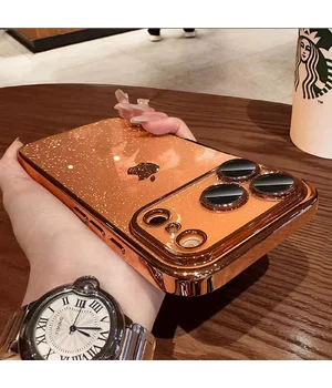 Пластиковый чехол "Bling Transparent" с блестками для iPhone 17 Pro Max Оранжевый
