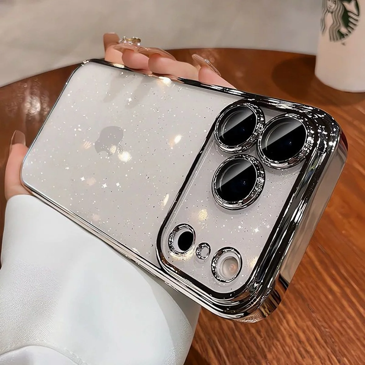 Пластиковый чехол "Bling Transparent" с блестками для iPhone 17 Pro Серебряный
