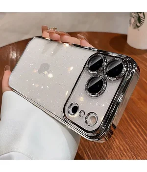 Пластиковый чехол "Bling Transparent" с блестками для iPhone 17 Pro Max Серебряный