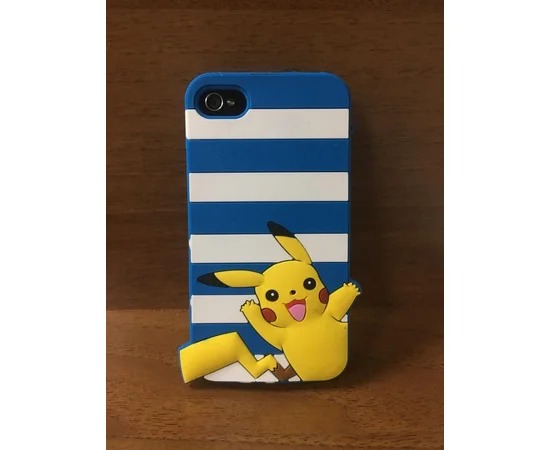 Резиновый 3D чехол "Pikachu" синий для iPhone 4/4S