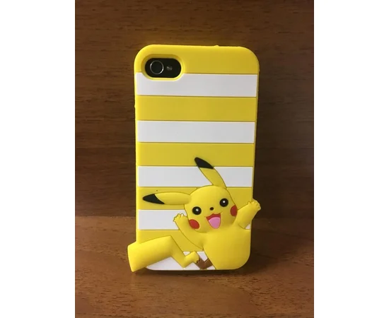 Резиновый 3D чехол "Pikachu" желтый для iPhone 4/4S
