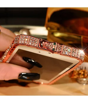 Rose Gold алюминиевый бампер со стразами "Королевский" для iPhone 5/5S/SE Rose Gold алюминиевый бампер со стразами "Королевский" для iPhone 5/5S/SE