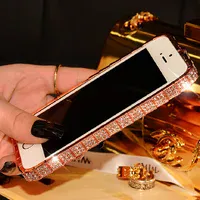 Rose Gold алюмінієвий бампер зі стразами "Королівський" для iPhone 5 / 5S / SE