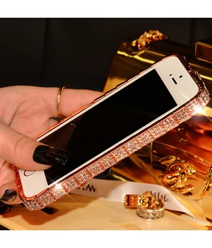 Rose Gold алюмінієвий бампер зі стразами "Королівський" для iPhone 5 / 5S / SE