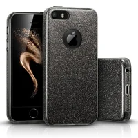 Чехол с блестками "Dazzling shine" силиконовый для iPhone 5/5S/SE черный