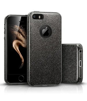 Чехол с блестками "Dazzling shine" силиконовый для iPhone 5/5S/SE черный Чехол с блестками "Dazzling shine" силиконовый для iPhone 5/5S/SE черный