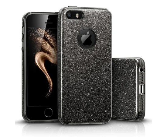 Чохол із блискітками "Dazzling shine" силіконовий для iPhone 5/5S/SE чорний