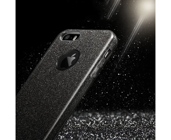 Чохол із блискітками "Dazzling shine" силіконовий для iPhone 5/5S/SE чорний