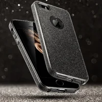 Чехол с блестками "Dazzling shine" силиконовый для iPhone 5/5S/SE черный