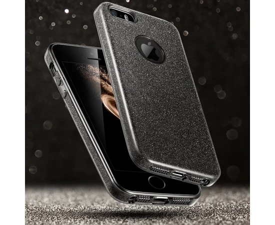 Чохол із блискітками "Dazzling shine" силіконовий для iPhone 5/5S/SE чорний