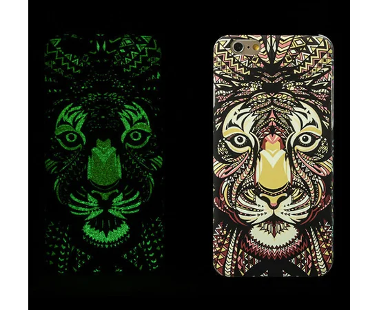 Силиконовый светящийся 3D чехол "Тигр" яркий для iPhone 6 Plus/6S Plus
