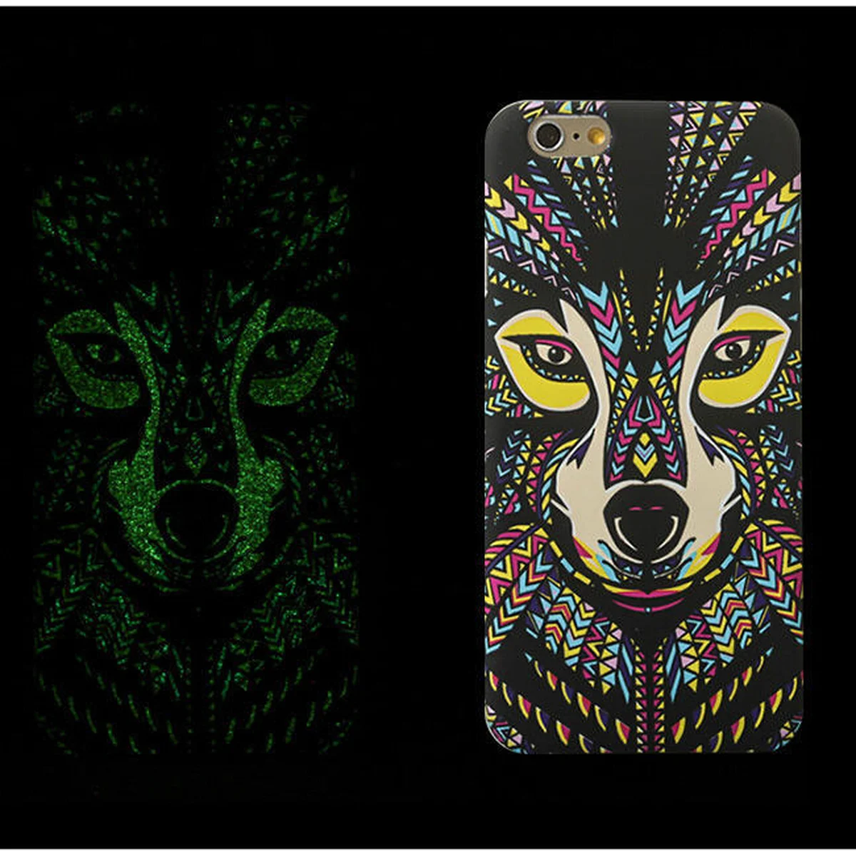 Силиконовый светящийся 3D чехол "Волк" яркий для iPhone 6 Plus/6S Plus