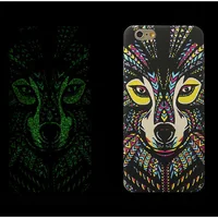 Силиконовый светящийся 3D чехол "Волк" яркий для iPhone 6 Plus/6S Plus