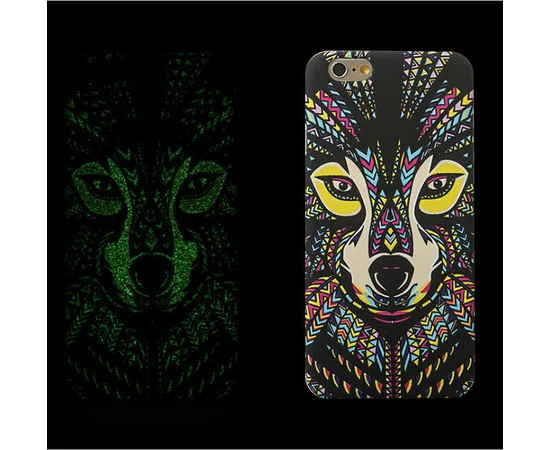 Силиконовый светящийся 3D чехол "Волк" яркий для iPhone 7/8