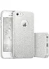 Чехол с блестками "Dazzling shine" силиконовый для iPhone 5/5S/SE серебряный