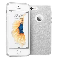Чехол с блестками "Dazzling shine" силиконовый для iPhone 5/5S/SE серебряный
