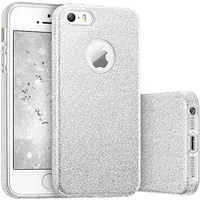 Чехол с блестками "Dazzling shine" силиконовый для iPhone 5/5S/SE серебряный