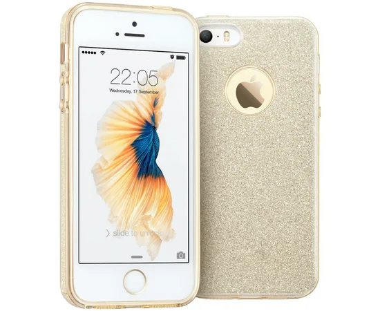 Чехол с блестками "Dazzling shine" силиконовый для iPhone 5/5S/SE золотой