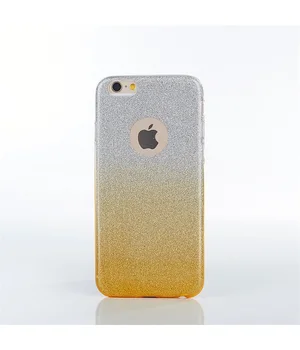Чехол с блестками "Градиент" силиконовый для iPhone 6/6S желтый