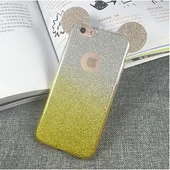 Чехол с блестками "Микки Маус" силиконовый для iPhone 5/5S/SE желтый градиент