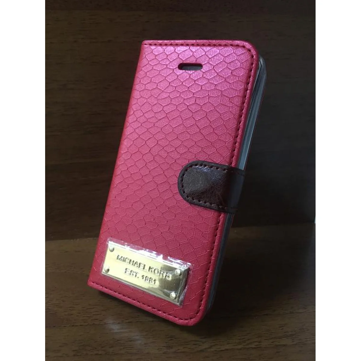 Кожаный чехол-книжка "Michael Kors" красный для iPhone 5/5S/SE