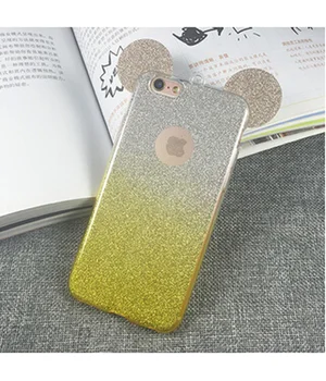 Чехол с блестками "Микки Маус" силиконовый для iPhone 5/5S/SE желтый градиент Чехол с блестками "Микки Маус" силиконовый для iPhone 5/5S/SE желтый градиент