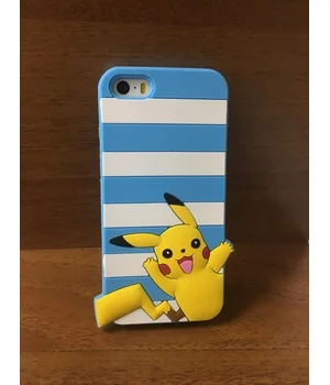 Гумовий 3D чохол "Pikachu" блакитний для iPhone 5 / 5S / SE