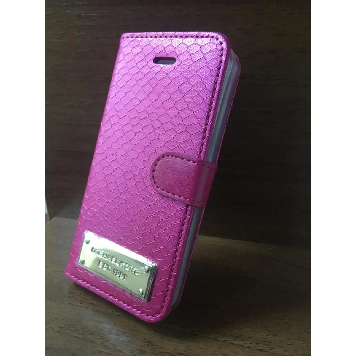 Шкіряний чохол-книжка "Michael Kors" рожевий для iPhone 6 Plus/6S Plus